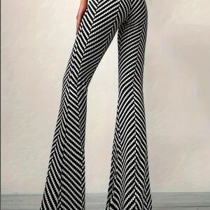 Black/White Chevron Flared Leg Pants